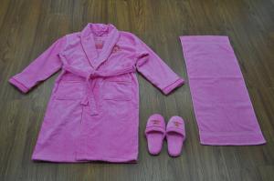 Wholesale velour terry fabric embroidered rose women dressing gown with slipper &amp; towel from china suppliers