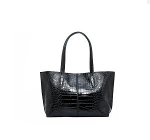 Wholesale Shopper Patent Authentic Black Leather Tote Handbags With Zipper from china suppliers