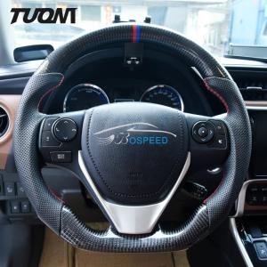 Wholesale Automotive 350mm Perforated Leather Steering Wheel Toyota Corolla Real Carbon Fiber from china suppliers