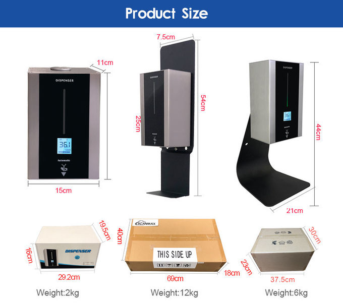 1000ML CE Digital Automatic Hand Sanitizer Dispenser Thermometer