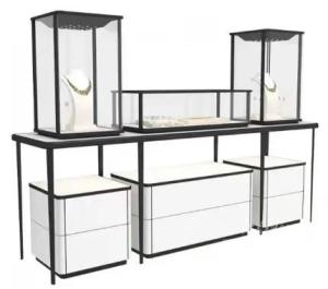 Wholesale Stainless Steel Desk Jewelry Store Showcase with Lockable Electrical Drawers and Glass Shelves from china suppliers