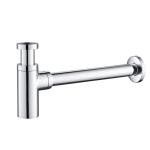 Chromed Silver Sink Waste Trap Bathroom Sink Drain Round Siphon