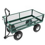 Convenient Pneumatic Wheel Steel Garden Mesh Cart For Garden Maintenance