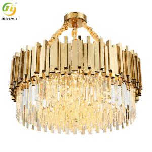 Wholesale Luxury K9 Crystal Metal Gold Crystal Pendant Chandelier Tiered Dimmable from china suppliers