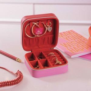 Wholesale Faux Leather Red Square Portable Travel Jewelry Case 10*10*5cm For Girls from china suppliers