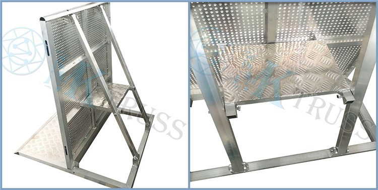 6061-T6 Aluminum Concert Stage Barrier 1.27m*1.0m*1.2m Unit Size