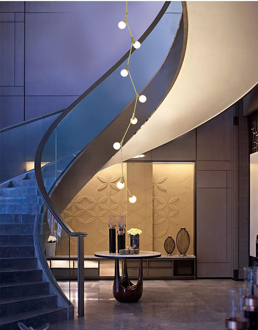 Creative Tree Branch Chandelier Villa Staircase Ceiling Glass Ball Chandelier Lights（WH-NC-72)
