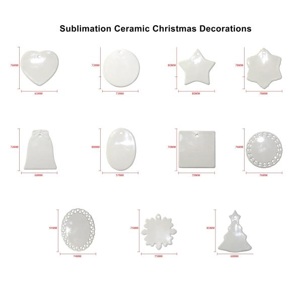 Personalized Christmas Ornaments With Photo Different Shapes Ceramic Sublimation Ornaments