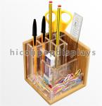 Countertop Stationery Wooden Display Racks Acrylic Wood Pen / Knife Display