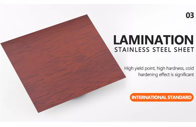 Wood Grain Pvc Film Decorative Stainless Steel Sheet Lamination SS Plates