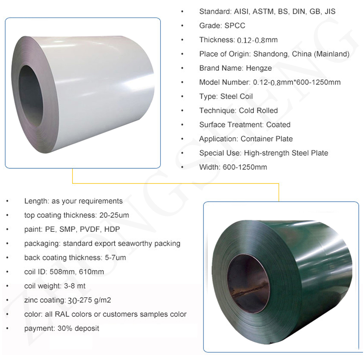 0.12-3mm Ral Colors PPGI Prepainted Steel Sheet Galvanized Steel Plate/Coil with Tolerance ±1% from Shandong Zhongsheng