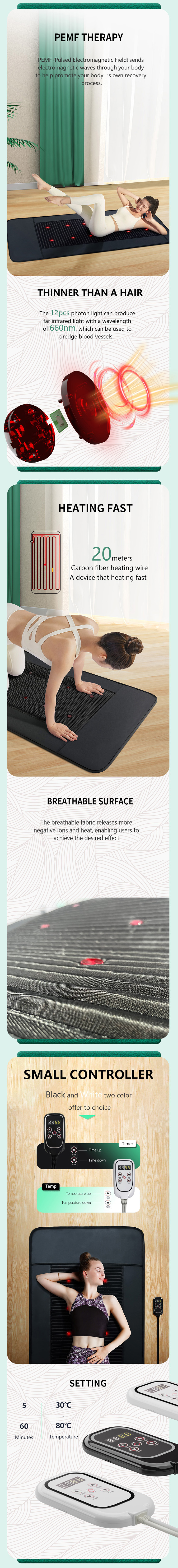 PU Jade Stone Far Infrared Heating Mat Steam Room Sauna Slim Blanket Pad