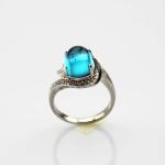 Women Jewelry 8mmx10mm Oval Blue Topaz Cubic Zircon Sterling Silver Ring (R188)