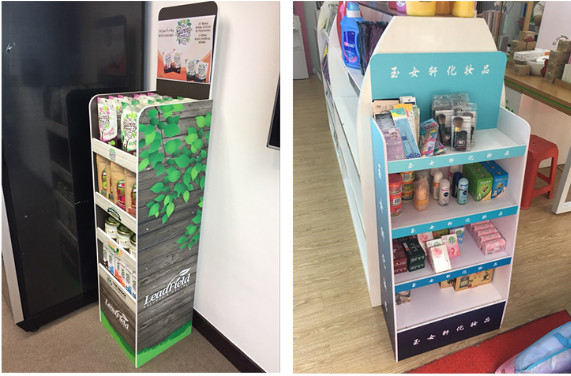 Paper shelf product display box, green shopping mall supermarket paper shelf, withstand weight 20KG,
