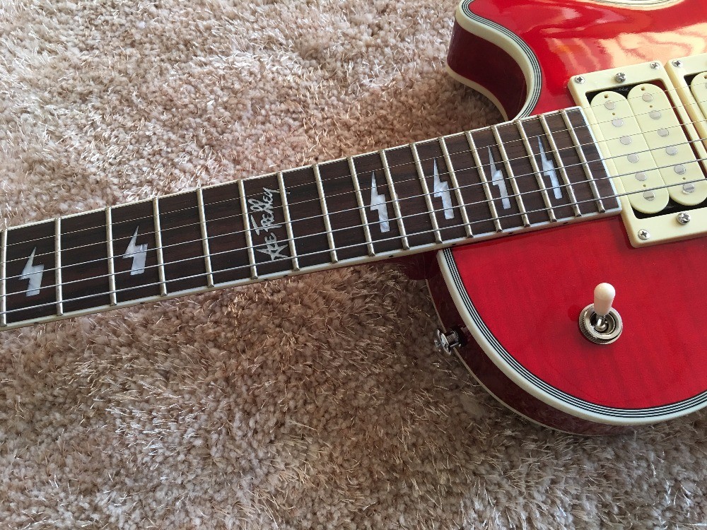 LP custom guitar with Floyd rose bridge and 3 Humbacker Ace Frehley Budokan Signature LP Custom Electric Guitar lightnin