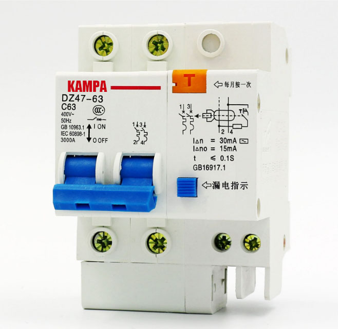 DZ47LE 2P 10A 16A 20A 25A 32A 40A 50A 60A Residual current Circuit breaker RCBO