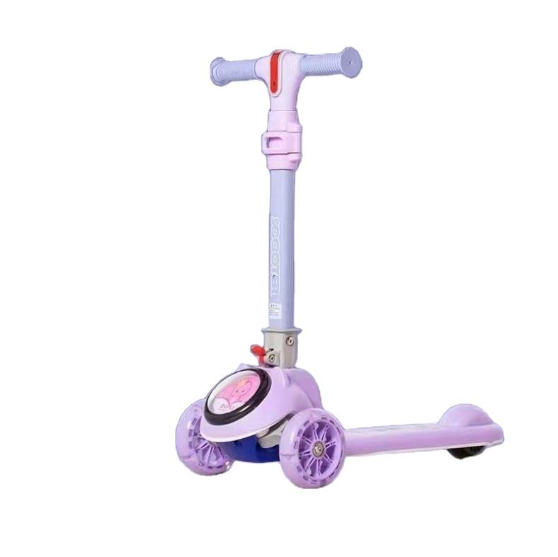 Silent Flashing Color Wheel Kids 3 Wheel Ride On Scooter Folding Car with PP Material