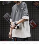Color Matching Round Neck Men Streetwear T Shirts Sublimation Logo