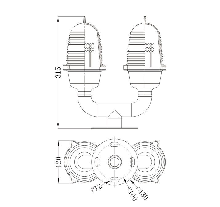 GS-LI/D Double AC110V 220V Aviation Obstruction Light For Tower