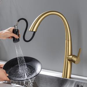 Wholesale SUS304 Pull Out Kitchen Faucet Mixer High Arc Multi Layer Coating from china suppliers