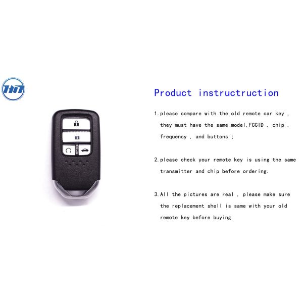 4buttons Keyless Remote Car Key Fob Civic CRV Accard Smart Entry