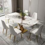 Marble Stainless Steel Dining Table Chair Sets With Velvet / PU Seat