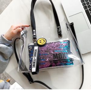 Wholesale Hot Stamping 0.25MM PVC Handbags With Two Braid Hands from china suppliers