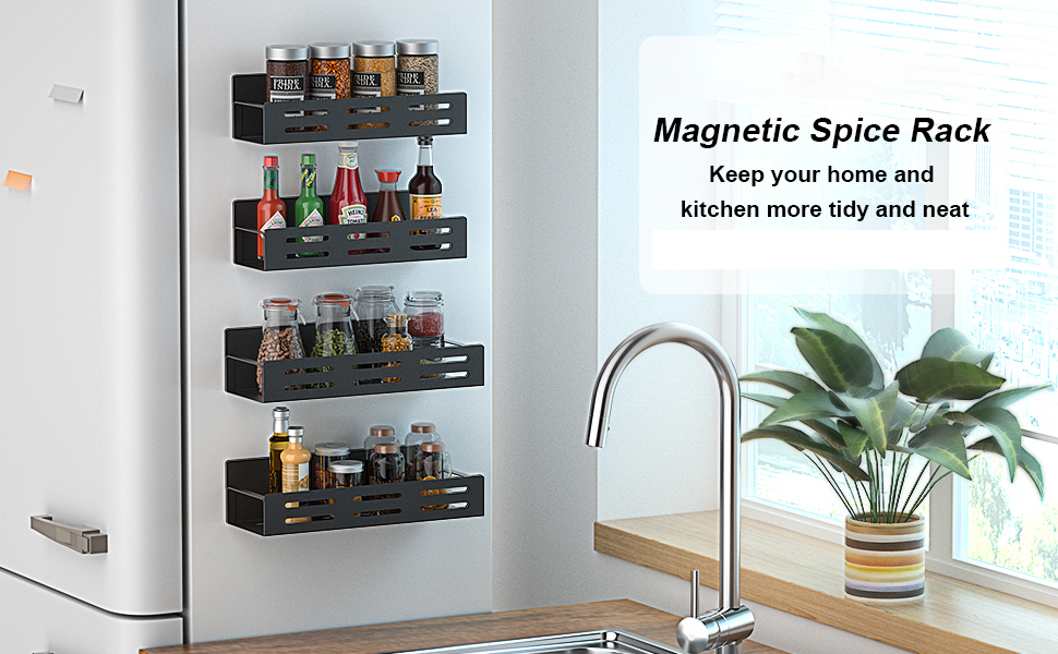 Kitchen Organizer Magnetic Shelves For Refrigerator Eco-Friendly And Stocked