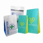 Biodegradable White Green Medical Pharmacy Paper Bag For Air Travel Vomit