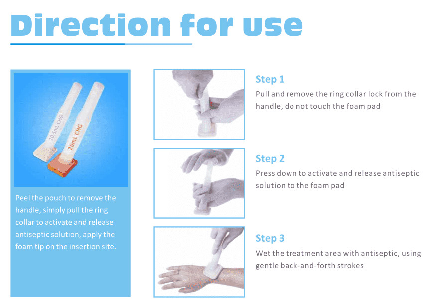 26ml Antiseptic Foam Chg Swab For Skin Prep Disposable Surgical