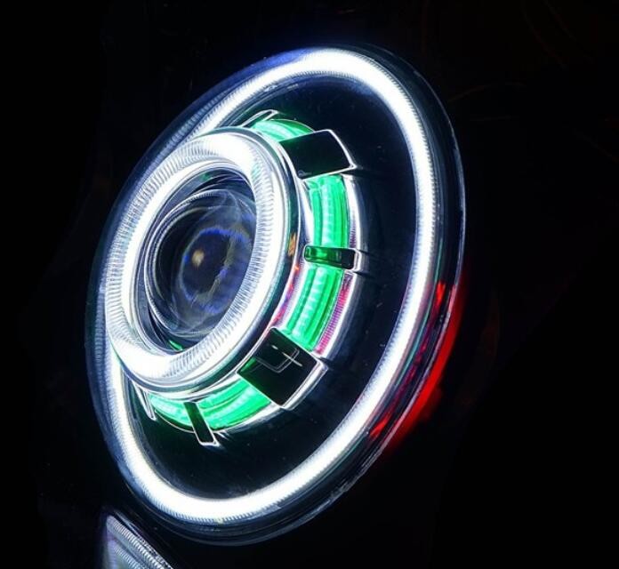 Jeep Wrangler HeadLights LED 7" HeadLamp Head Lights 7" COB angel eye headlight round hid halo head light for JK