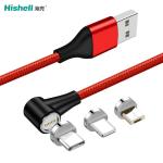 Antiwear LED USB Magnetic Charging Cable Nylon Braided For Smartphone
