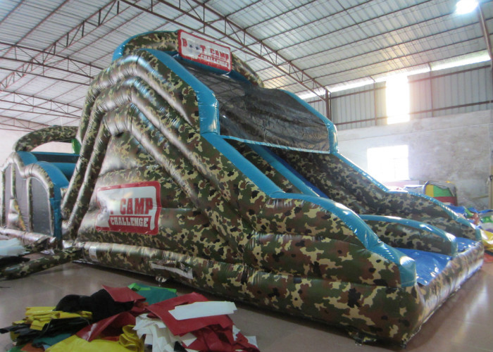 Amusement Park Inflatable Obstacle Courses Boot Camp 14 X 3.8 X 4.8m Fire Resistance