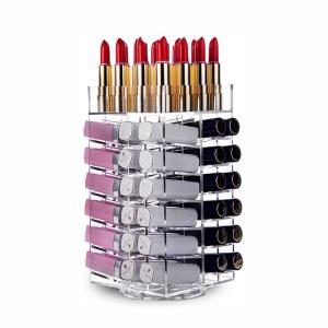 Wholesale Clear Lipstick Tower, 360 Rotating Cosmetic Organizer with 64 Slots Lipgloss Storage Display Holder from china suppliers