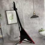 Custom 4 Strings V Shape Black Body Electric Bass Guitar Rosewood Fretboard