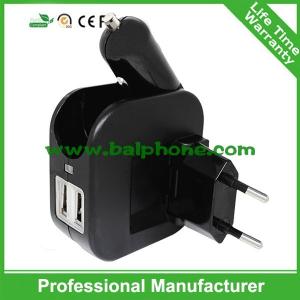 Wholesale travel emergency us plug eu pin wall car 2in1 charger from china suppliers