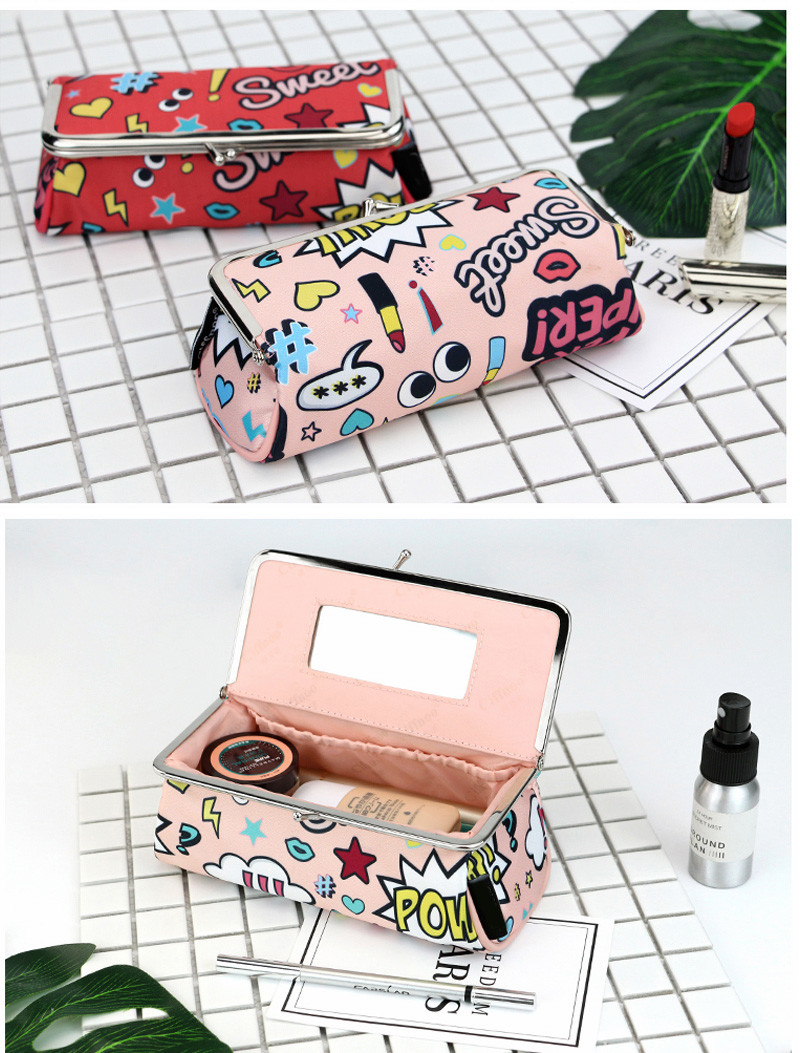 Professional Custom Red Cartoon Portable Cute Cosmetic Make Up Travel Bag