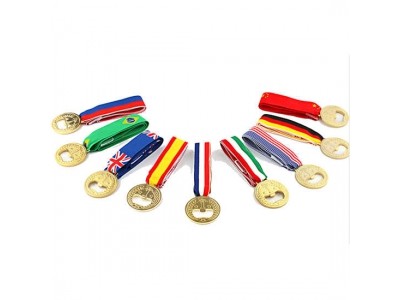 Promotion Gold Medal Beer Bottle Opener with Ribbon,Custom innovative gold blank medal beer bottle opener with personali