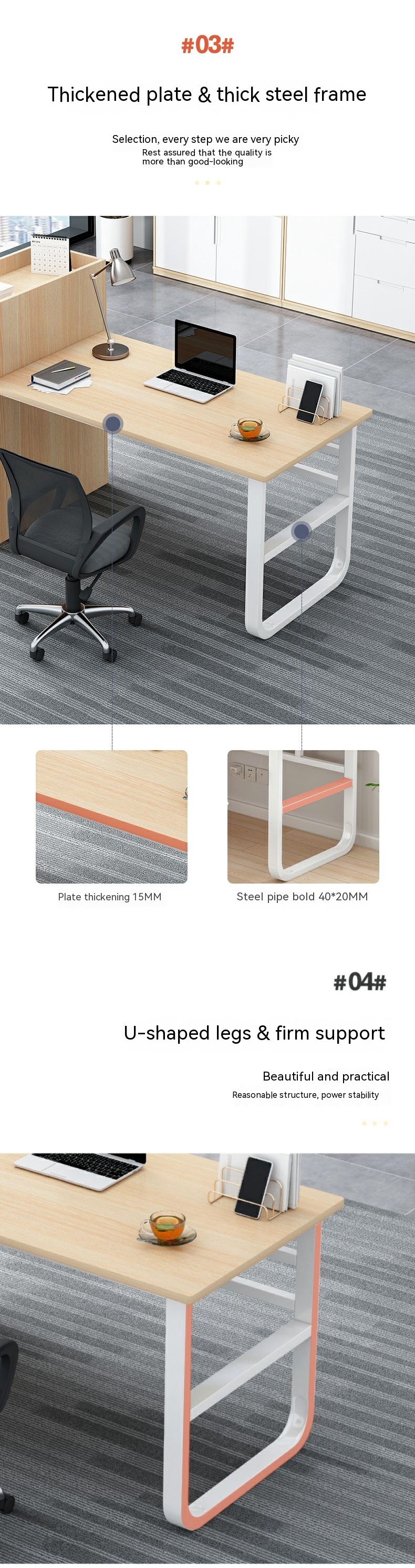 2 Seater Office Furniture Staff Table Modular Workstation with Drawer in Modern Style