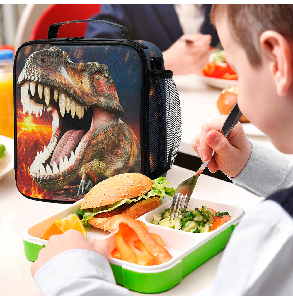 Zippered 3D Dinosaur Insulated Lunch Cooler Bags