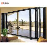 French Aluminum Bi Folding Patio Tempered Glass Door For Balcony Entrance