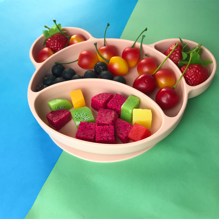 Baby Feeding Bpa Free Silicone Suction Plate Hot Selling Customized Bear Shape