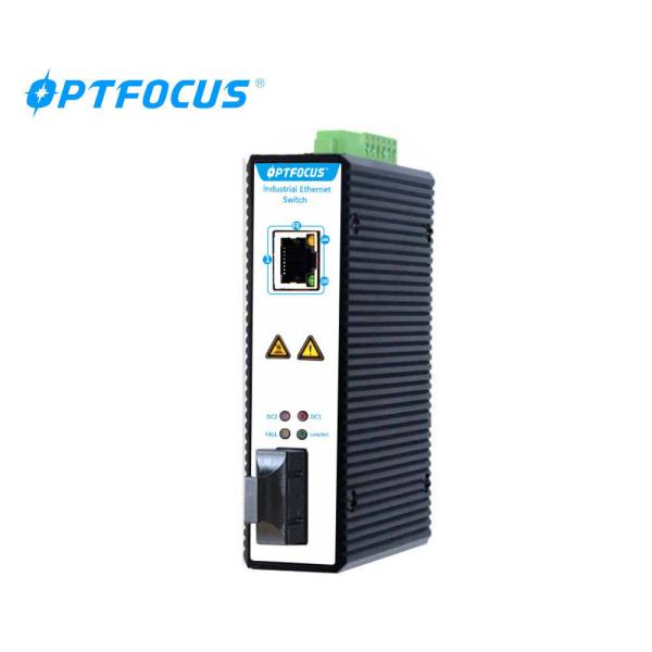 12-48V DC Input Industrial Media Converter 10/100Mbps Single Mode Fiber 20km SC