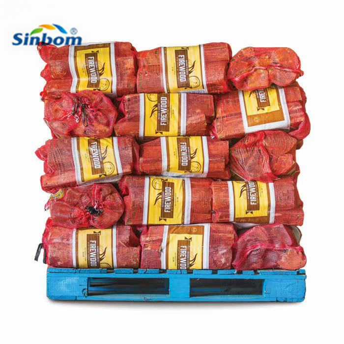 ISO Certified Food Grade Plastic Tubular Onion Leno Net Raschel Firewood Bag with Drawstring