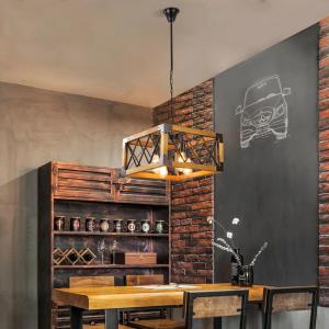 Wholesale Vintage Loft Wooden Chandelier Retro Industrial Living Room Bedroom Lamp Dining Room Square pendant lamp(WH-VP-237) from china suppliers