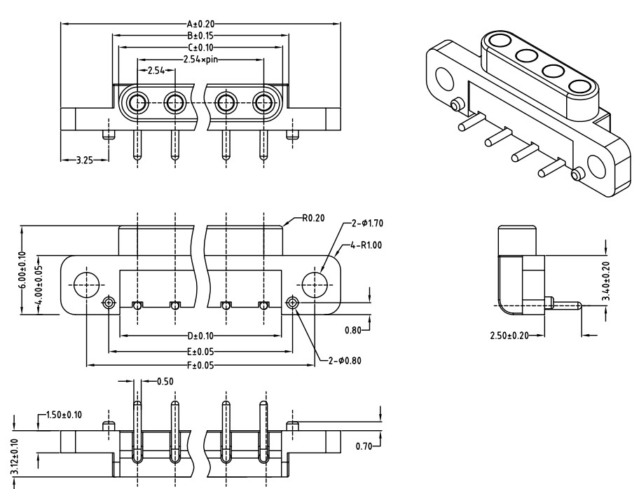 Male Female Pogo Pin Connector 9Pin 2.54Mm Pitch Connector Right Angle