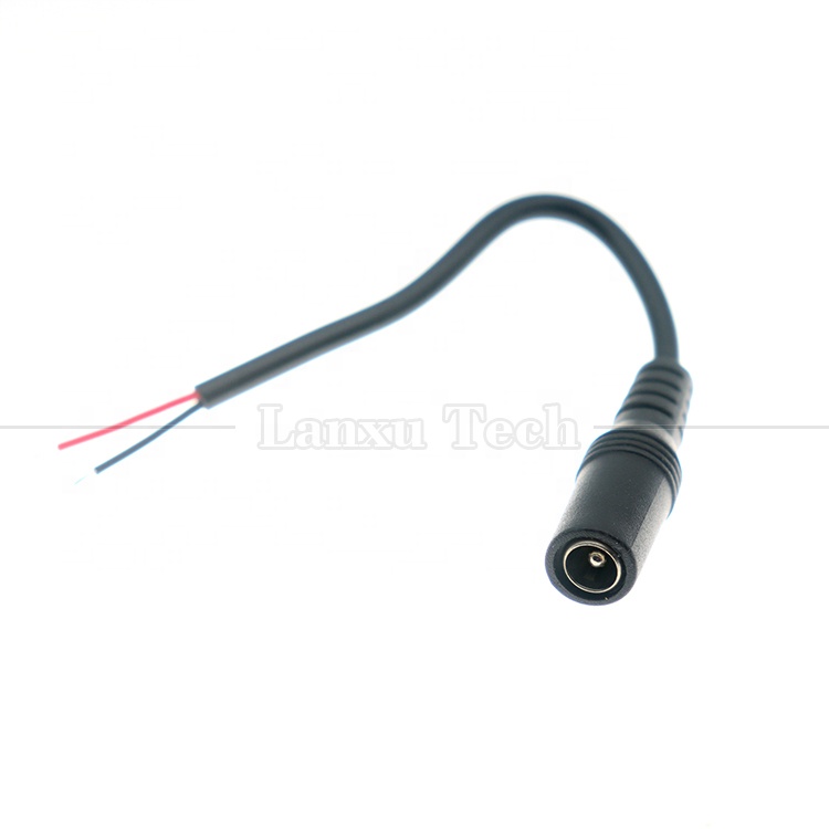 Customized DC Female Barrel Jack Plug 5.5x2.1mm Connector to Open Tinned Pigtail Wire Cable for Led Light