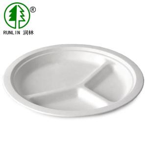 Wholesale Biodegradable Sugarcane Bagasse White color 3 Compartments Round Plates from china suppliers
