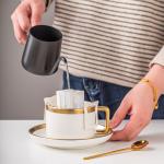 250ml Europe Design Luxury Gold Rim Cappuccino Cup And Saucer Set With Porcelain
