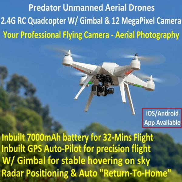 Predator Unmanned Aerial Vehicle 7CH RC Quadcopter Drone Photography Fly Camera